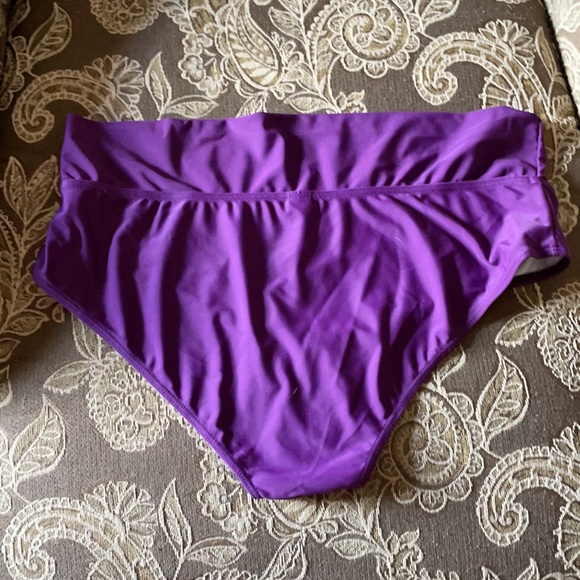Tankini Swimsuit sz XL purple mesh tie halter - Picture 7 of 10